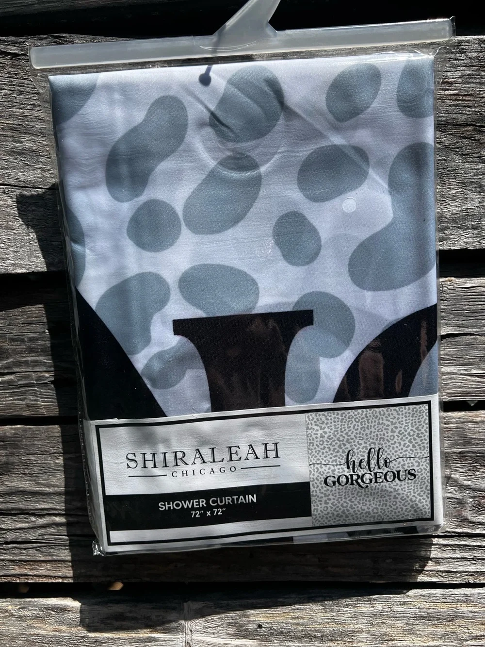🚿NEW w/tags Shiraleah Hello Gorgeous Shower Curtain White Gray Fabric 72x72
